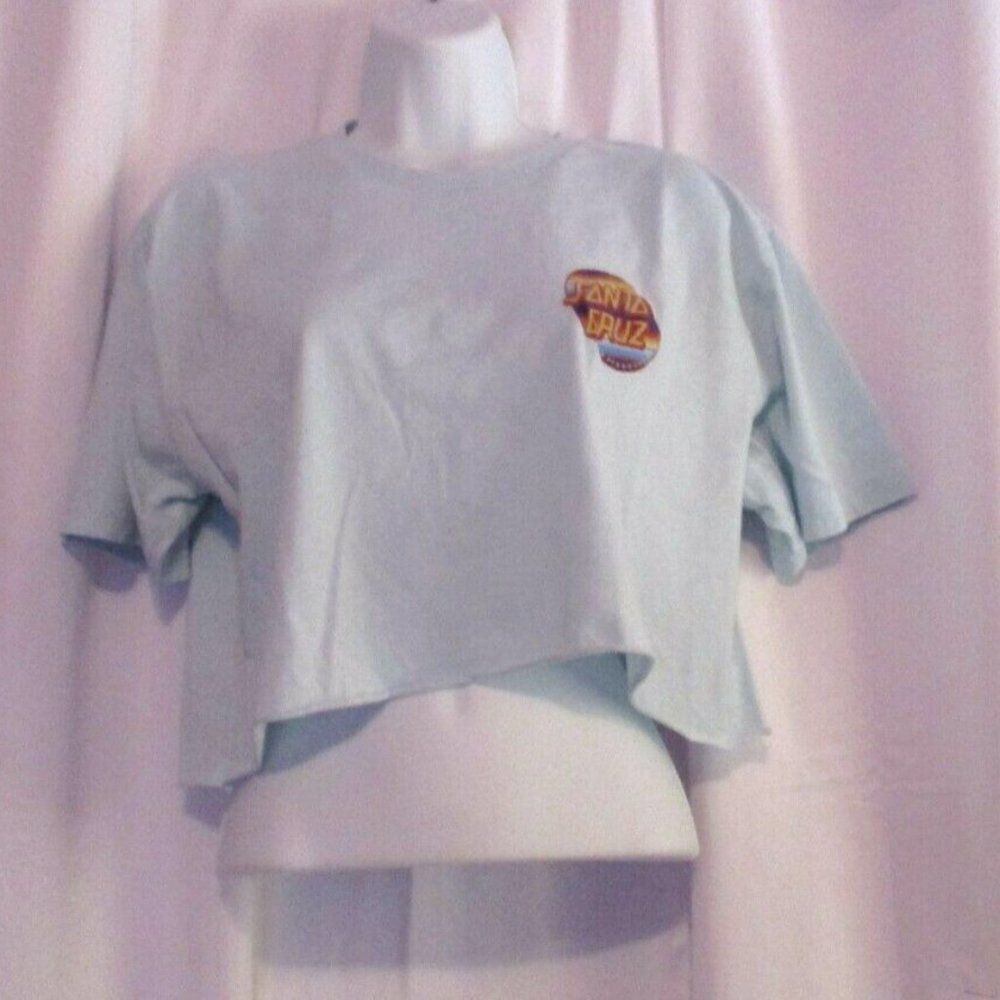 Santa Cruz Skateboard Crop-Top Half Shirt Juniors Short Sleeve Blue
